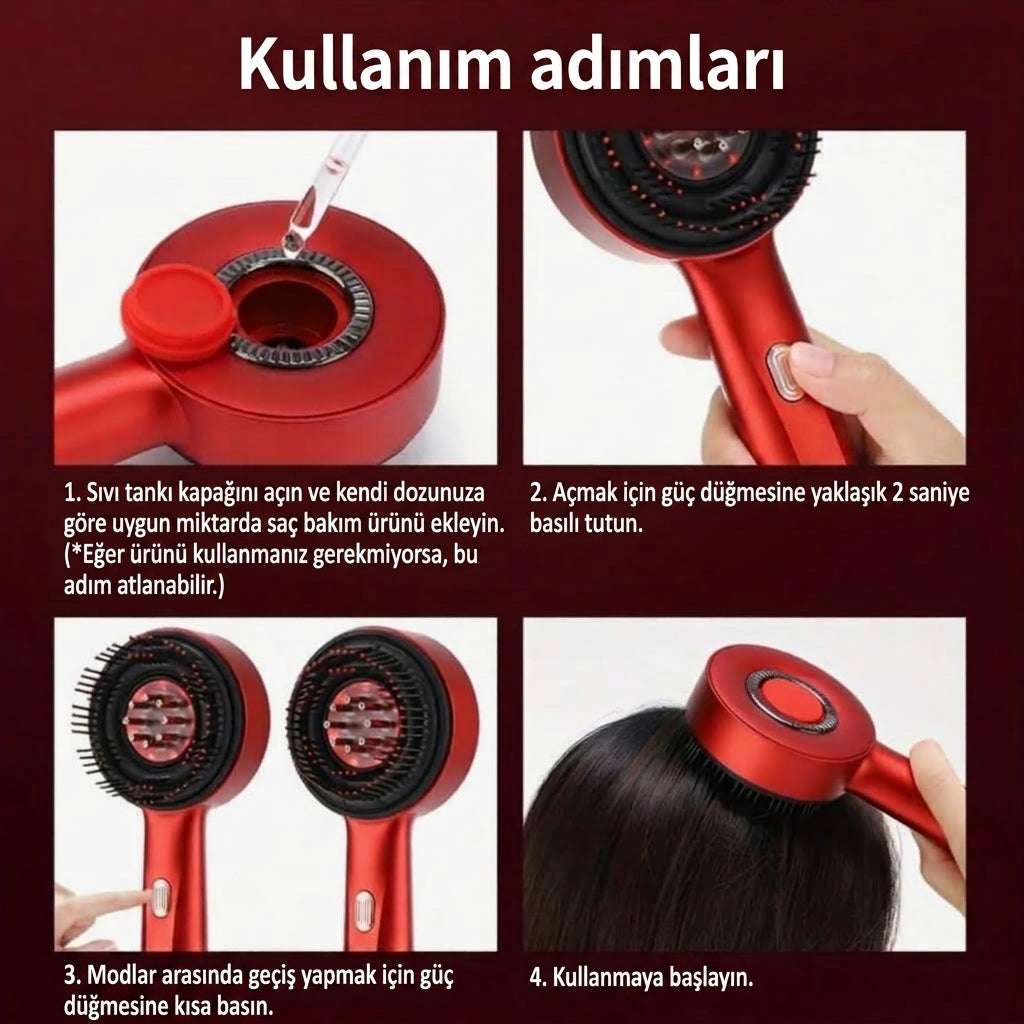 LED Işık Terapi Saç Masaj Tarağı